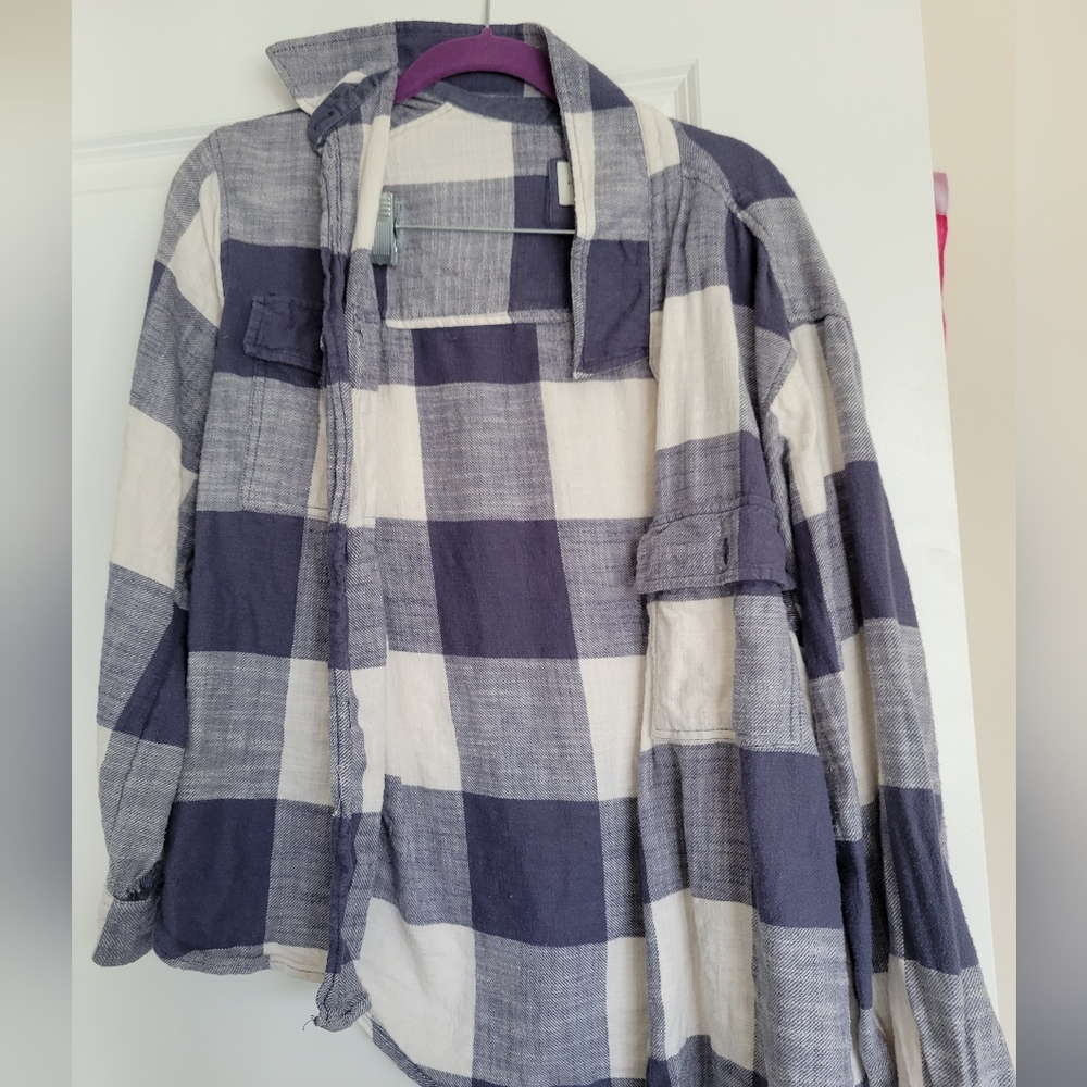 Blue and White American Eagle Flannel